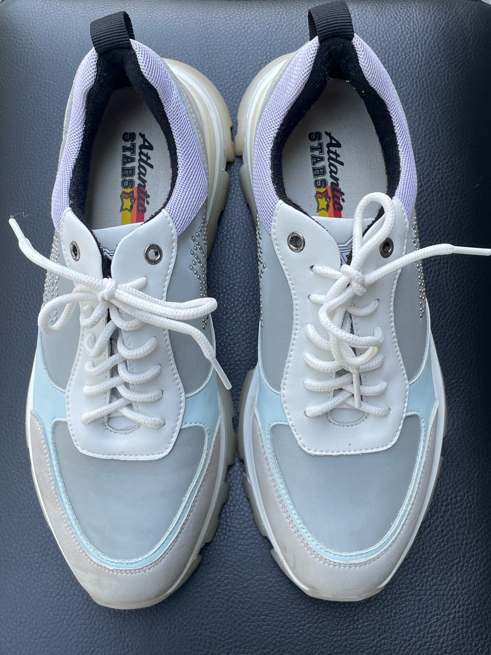 Atlantic Stars Ava Women's Grey & Light Blue Chunky Sneaker size 38 - Picture 2 of 12